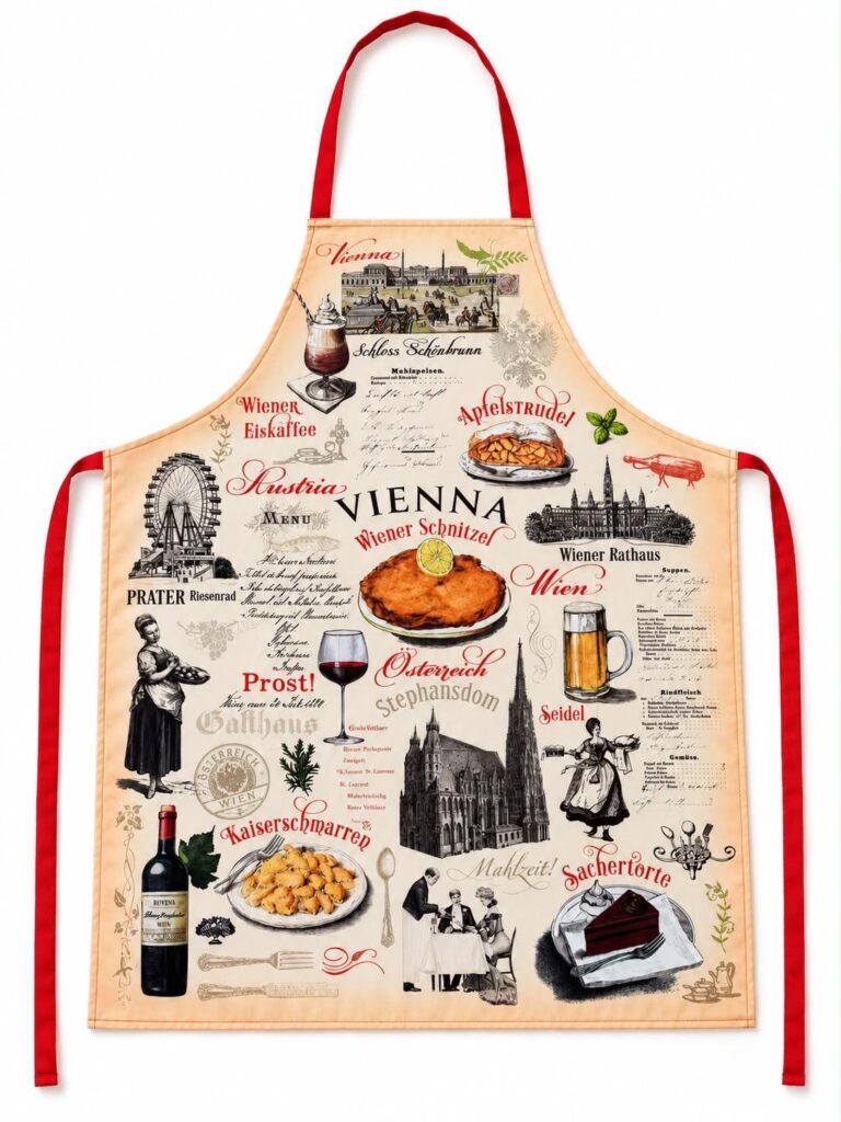 Kochschürze Wiener Schnitzel Motiv mit Bier 65x85 cm, Art.Nr. VS-A101